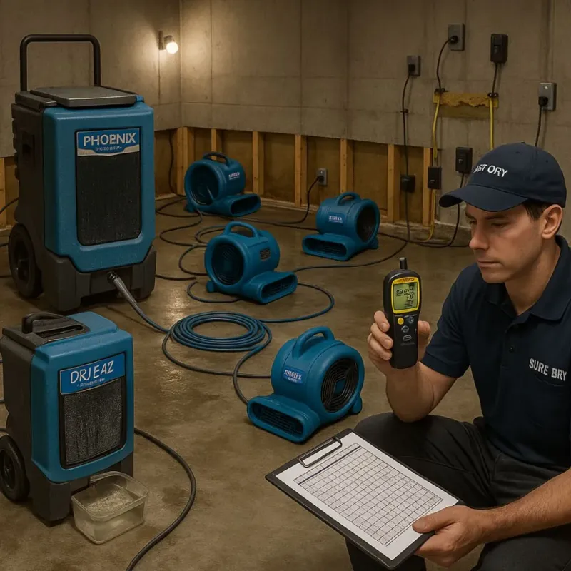 Structural Drying and Dehumidification process in Hewitt, TX